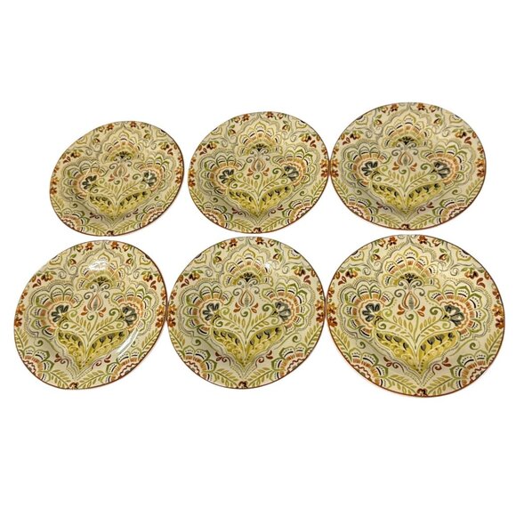 6 Pier 1 Imports Sonora Yellow Moroccan Style Ceramic Appetizer Plates  6.5" - Picture 2 of 5
